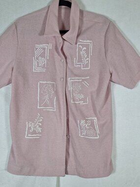 Vintage Pink Floral Cottagecore Modest button down shirt